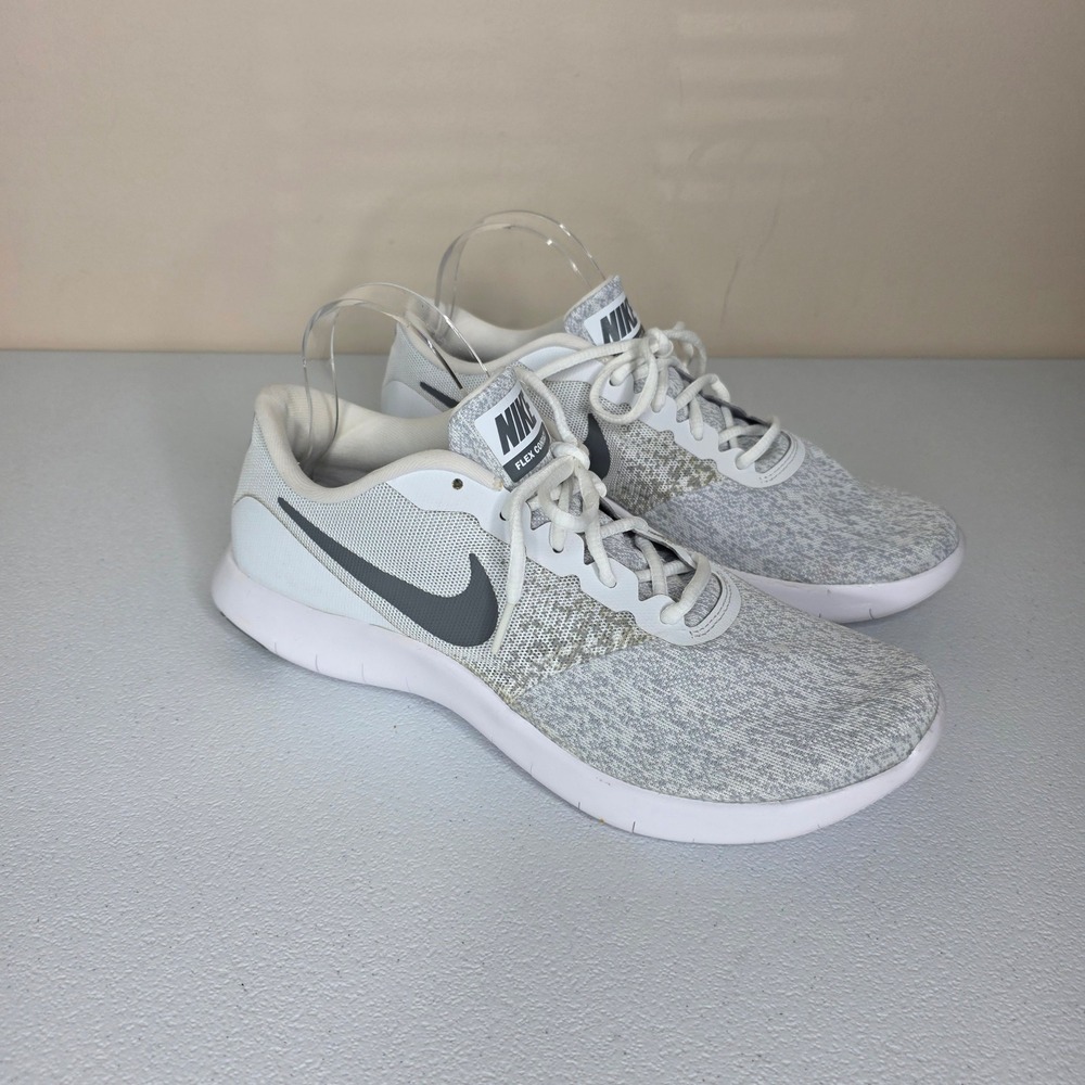 Nike Flex Contact Running Shoes Women 11 White Gray 908995-100